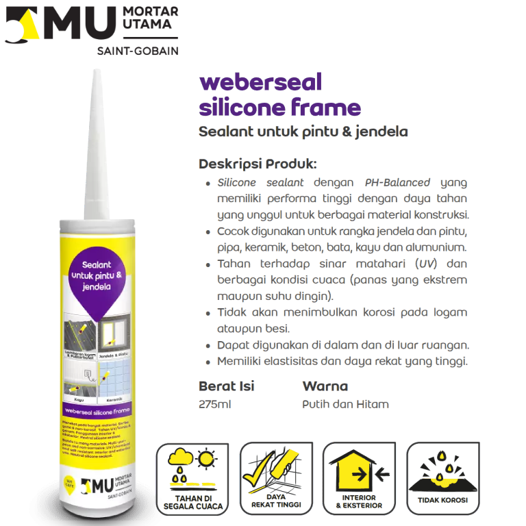SEALANT MU WEBERSEAL SILICONE FRAME (275ML) - BLACK SEALANT MU WEBERSEAL SILICONE FRAME (275ML) - BLACK
