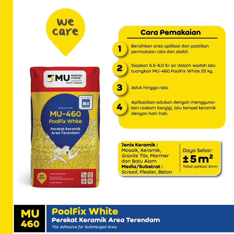 PEREKAT LANTAI TERENDAM MU-460 POOLFIX WHITE (25KG)