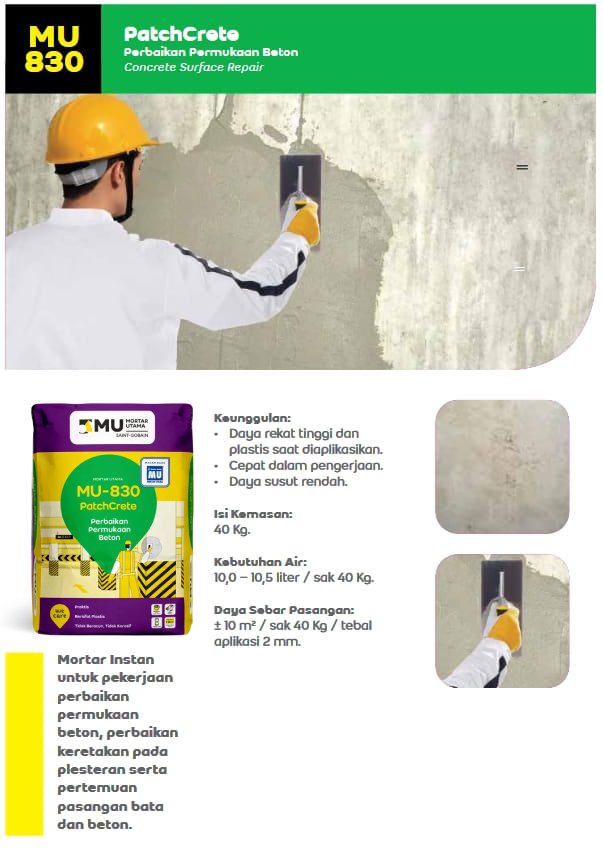 PERBAIKAN PERMUKAAN BETON MU-830 PATCHCRETE (40KG)