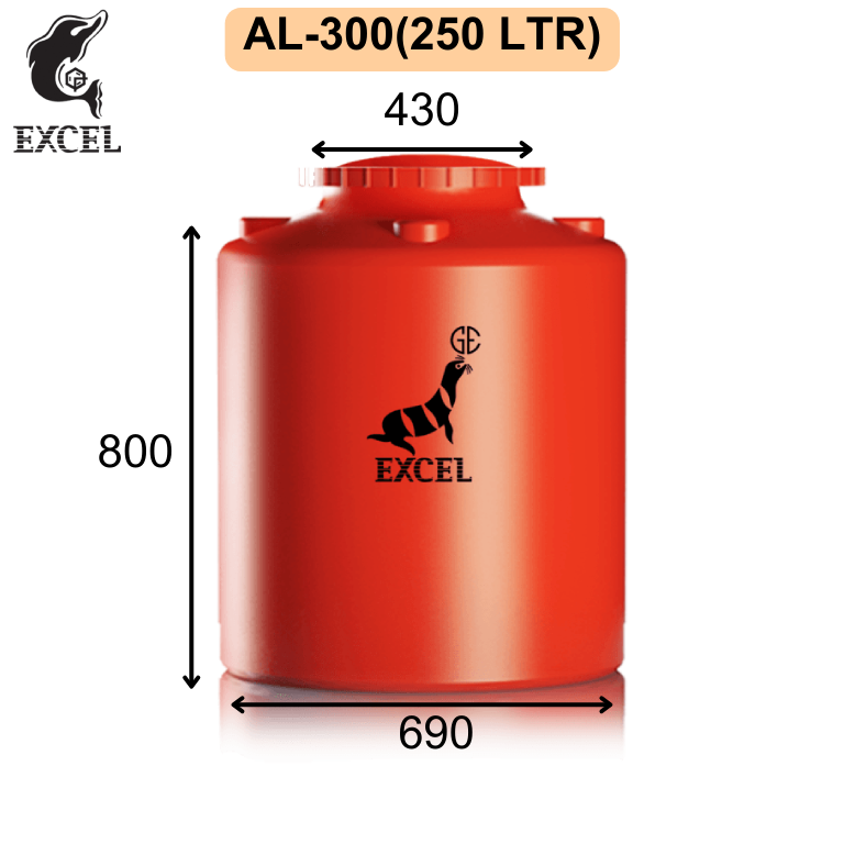 TANGKI AIR PLASTIK EXCEL ROTO ORANGE - AL-300 (250 LTR)