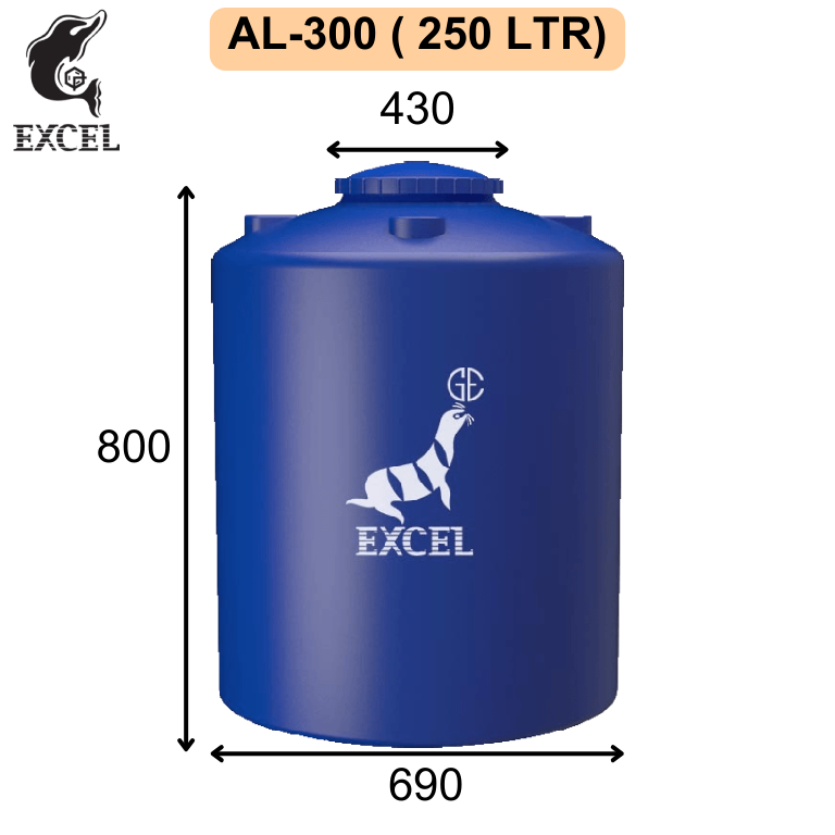 TANGKI AIR PLASTIK EXCEL ROTO BLUE - AL-300 (250 liter)