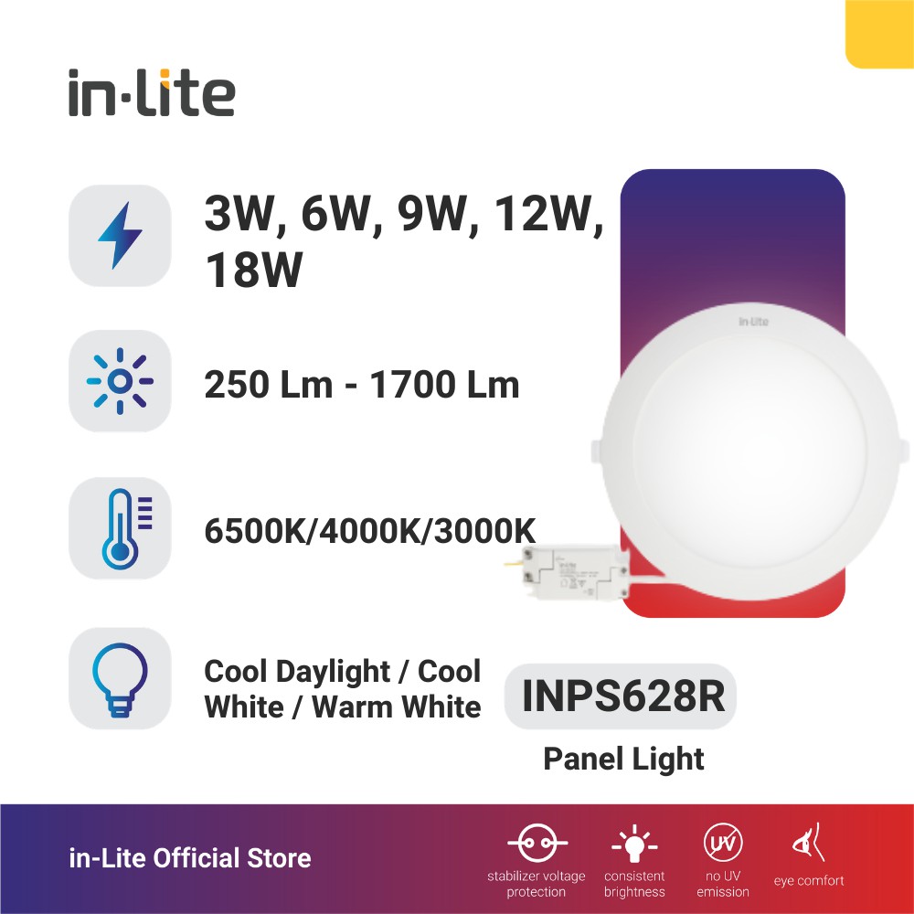 PANEL LIGHT LED INBOW IN-LITE (BUNDAR) INPS628R - 3 Watt